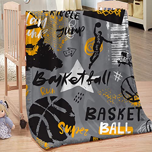 Kuscheldecke Flauschig Grauer Basketball Decke Wohndecke Fleecedecke Extra Weich Warm Mikrofaser Decke für Sofadecke Couchdecke Flauschige Bettüberwurf Tagesdecke - 140 x 200 cm von BAKAWA