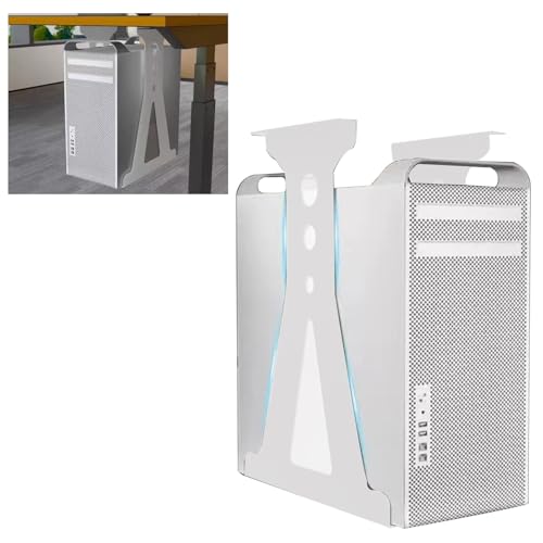 BAKENLON PC Halterung Unter Schreibtisch, PC-Halterung unter Schreibtisch für meisten Computergehäuse, Variabler Größeneinstellung, Bis Zu 35 Kg, Legierter Stahl, Computer Aufhängung Halter, Weiß von BAKENLON