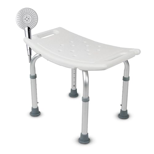 Duschhocker Eckig, Höhenverstellbar Duschstuhl 39-52cm, Duschhilfe Senioren, Duschsitz für Dusche, Anti-Rutsch Duschsitz mit Rutschfesten Gummifüßen(Ohne Rückenlehne) von BAKENLON