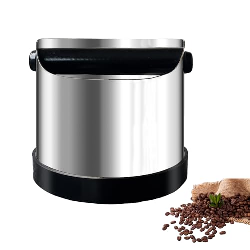 Edelstahl Kaffee Knock Box, Abklopfbehälter für Siebträger Espresso, Robuste Edelstahl-Abklopfbox mit Rutschfester Gummibasis, Abklopfbehälter Kaffeesatz Abschlagbox für Kaffee Enthusiasten von BAKENLON