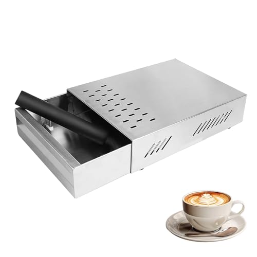 Kaffee Klopf Box Behälter, Edelstahl Kaffee Abklopfbehälter Sudschublade mit Klopf-Stick, Edelstahl Knock Box Kaffeesatz Klopfbehälter für Kaffeemaschinen (Silber) von BAKENLON