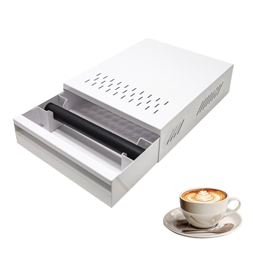 Kaffee Klopf Box Behälter, Edelstahl Kaffee Abklopfbehälter Sudschublade mit Klopf-Stick, Edelstahl Knock Box Kaffeesatz Klopfbehälter für Kaffeemaschinen (Weiß) von BAKENLON