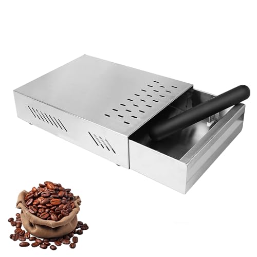 Kaffee-Klopf-Box-Behälter, Edelstahl Kaffeemühlen Klopf Box, Schublade Verdickter Espresso mit Abnehmbarer Klopfstange für Cafés, Restaurants oder Bars, 28 x 18 x 6.3cm (Silber) von BAKENLON