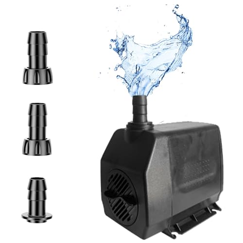 Springbrunnenpumpe, 60W 3200 L/H Ultra Leise Wasserpumpe mit Filter, Tauchpumpe mit 3 Düse 13mm-16mm-19mm, Aquarium Pumpe Klein Teichpumpe für Gärten Teich Brunnen Aquarium Springbrunnenpumpe, 60W 3200 L/H Ultra Leise Wasserpumpe mit Filter, Tauchpumpe mit 3 Düse 13mm-16mm-19mm, Aquarium Pumpe Klein Teichpumpe für Gärten Teich Brunnen Aquarium von BAKENLON