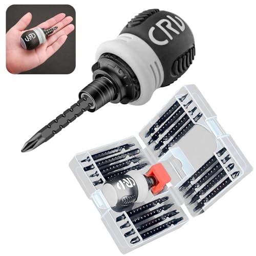 BAKESHU 34-in-1 Stubby Ratschen-Schraubendreher-Set, skalierbares Bit-Schraubendreher-Set, Mini-Schraubendreher-Set mit kleinem Magnet von BAKESHU