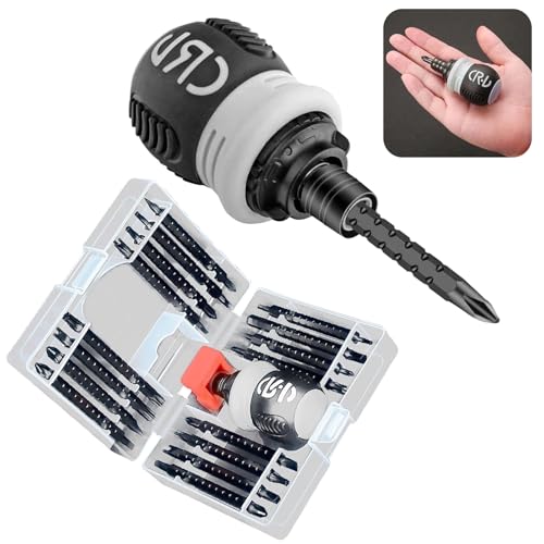 BAKESHU 34 in 1 Stubby Ratschen-Schraubendreher-Set, kleines Schraubendreher-Set mit Magnet von BAKESHU