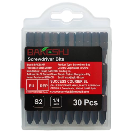 BAKESHU PH2 Bit x 30Stück, Phillips Bits PH2, Bit-Sortiment (Länge: 25mm) von BAKESHU