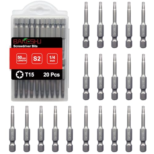 BAKESHU T15 Bit x 20Stück, Torx Bit T15 1/4" Sechskant-Antrieb (Länge: 50mm) von BAKESHU