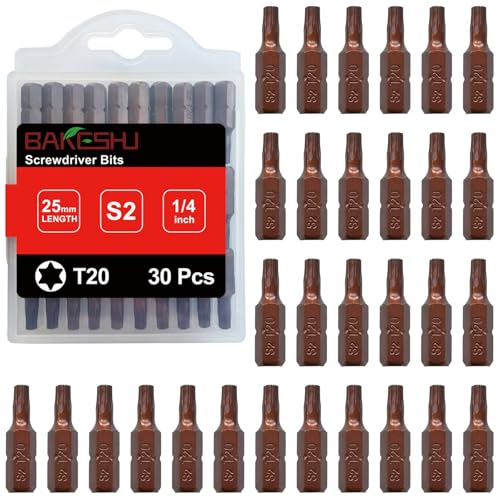 BAKESHU T20 Bit x 30Stück, Torx Bit T20 1/4" Sechskant-Antrieb (Länge: 25mm) von BAKESHU