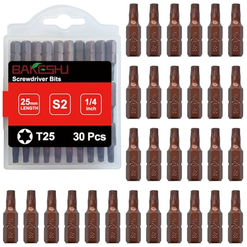 BAKESHU T25 Bit x 30Stück, Torx Bit T25 1/4" Sechskant-Antrieb (Länge: 25mm) von BAKESHU