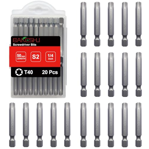 BAKESHU T40 Bit x 20Stück, Torx Bit T40 1/4" Sechskant-Antrieb (Länge: 50mm) von BAKESHU