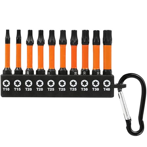 BAKESHU Torx Schraubendreher Bit Set,T10 T15 T20 T25 T30 T40,50mm,1/4" Sechskantschaft Bit-Sortiment, mit Karabiner BAKESHU Torx Schraubendreher Bit Set,T10 T15 T20 T25 T30 T40,50mm,1/4" Sechskantschaft Bit-Sortiment, mit Karabiner von BAKESHU
