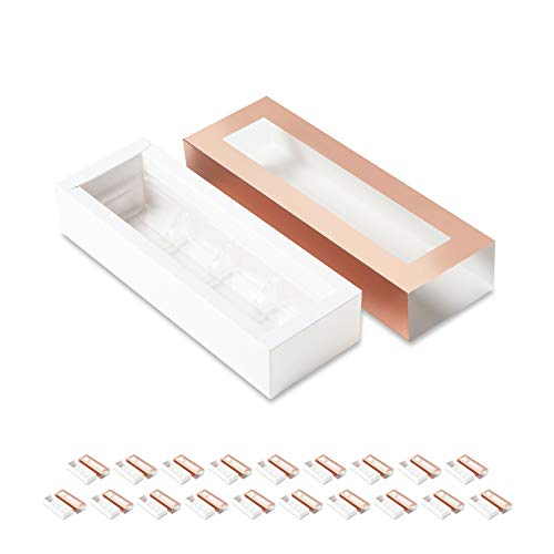 BAKIPACK 20 rotgoldene Trüffelboxen, Schokoladenbox-Verpackung, Süßigkeitenschachteln mit 4-teiligem Kunststofftablett (Tablettgröße mit 14x7 cm, ausziehbare Verpackung mit transparenten Fensterhüllen BAKIPACK 20 rotgoldene Trüffelboxen, Schokoladenbox-Verpackung, Süßigkeitenschachteln mit 4-teiligem Kunststofftablett (Tablettgröße mit 14x7 cm, ausziehbare Verpackung mit transparenten Fensterhüllen von BAKIPACK