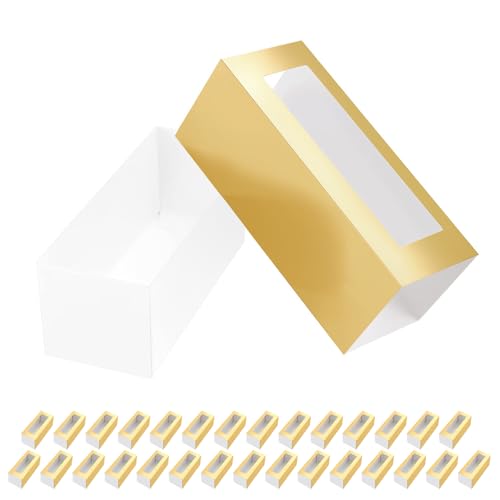 BAKIPACK 30 Macaron-Boxen für 4 oder 5 Macarons goldene Macaron-Geschenkboxen, Süßigkeiten-Geschenkboxen, Macarons-Box mit transparentem Fenster (Innenmaße: 12.2x4.8x4.8 cm ohne Macaron-Innenseite) BAKIPACK 30 Macaron-Boxen für 4 oder 5 Macarons goldene Macaron-Geschenkboxen, Süßigkeiten-Geschenkboxen, Macarons-Box mit transparentem Fenster (Innenmaße: 12.2x4.8x4.8 cm ohne Macaron-Innenseite) von BAKIPACK