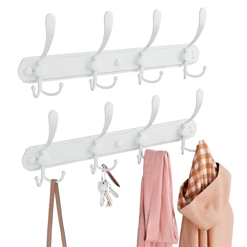 Wandgarderobe, 4 Tri-Haken, Metall-Kleiderbügel mit Haken für Mäntel, Hüte, Handtücher, Schlüssel, Hutablage und Schlüsselhalter, Wandhalterung für Eingangsbereich, Badezimmer, Küche, Weiß, 2 Stück Wandgarderobe, 4 Tri-Haken, Metall-Kleiderbügel mit Haken für Mäntel, Hüte, Handtücher, Schlüssel, Hutablage und Schlüsselhalter, Wandhalterung für Eingangsbereich, Badezimmer, Küche, Weiß, 2 Stück von BAKON