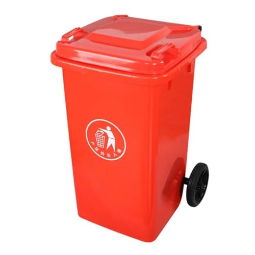 BAKULI 100 L 120 L 240 L Robuster Gewerblicher Mülleimer Außenbereich Leisen Rädern Deckel Veranda Hinterhof Terrasse(Red,100L) von BAKULI