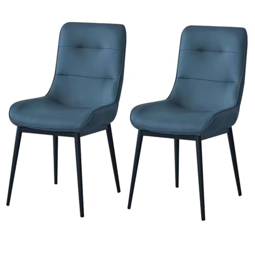BAKULI 2 teilige Esszimmerstühle Kunstleder Lounge Thekenstühle Küche Und Wohnzimmer Stabiler Schreibtischstuhl Metallbeinen Haushalt(Blue) von BAKULI
