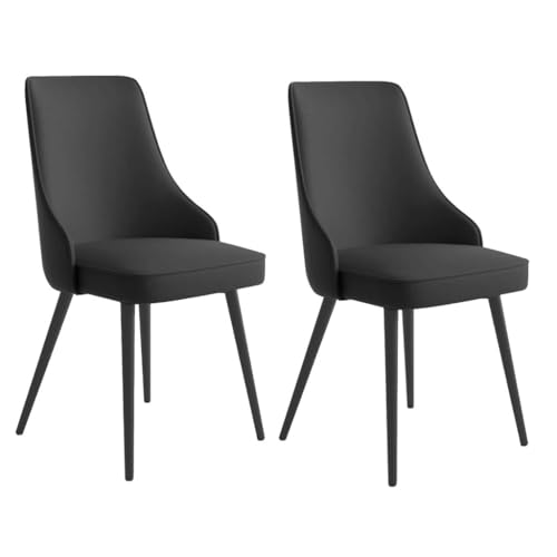 BAKULI 2 teilige Wohnzimmer Seitenstühle wasserdichte Küchen Und Esszimmerstühle PU Leder Lounge Thekenstühle Schwarzen Beinen(Negro) von BAKULI