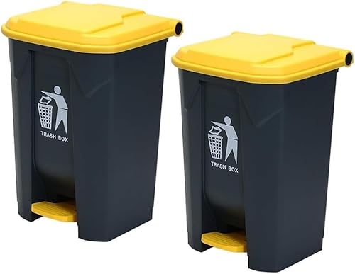 BAKULI 2er Pack Großer Gewerblicher Küchen Mülleimer Fußpedal Freihändige Entsorgung For Veranda Hinterhof Terrasse(100L) von BAKULI