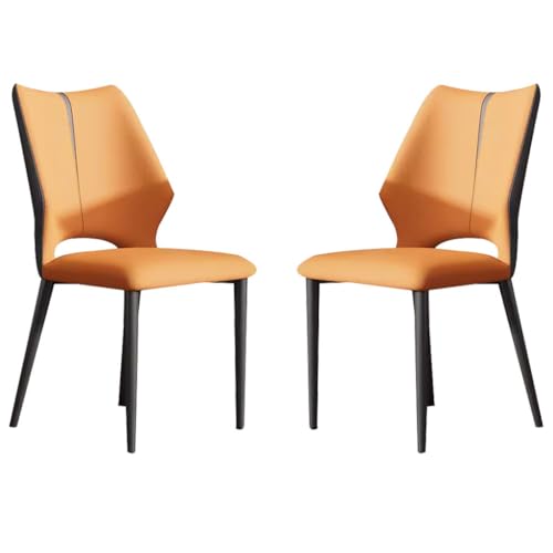 BAKULI 2er Set Esszimmerstühle Aus Kunstleder Moderne Küchen Und Wohnzimmer Lounge Thekenstühle Haushalts Schreibtischstuhl (Color : Orange) von BAKULI