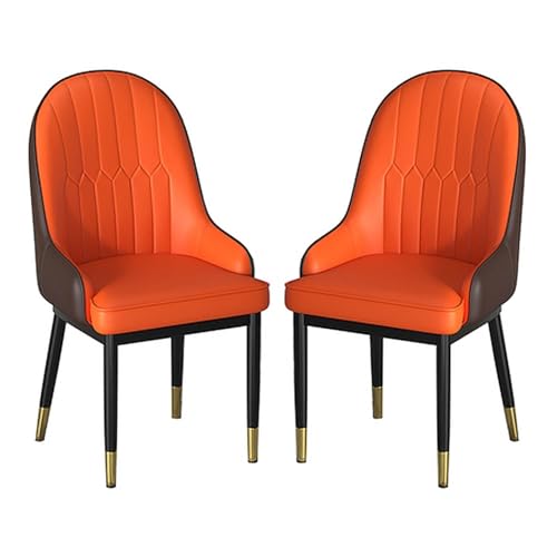 BAKULI 2er Set Esszimmerstühle Faxu Leder Küchenthekenstühle Mit Metallbeinen for Lounge Esszimmer Wohnzimmer(Orange) von BAKULI