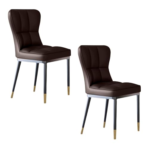 BAKULI 2er Set Küchen Esszimmerstühle Mit Rückenlehne Restaurant Büro Empfangsstühle Gepolsterter Sitz Mit Metallbeinen(Brown) von BAKULI