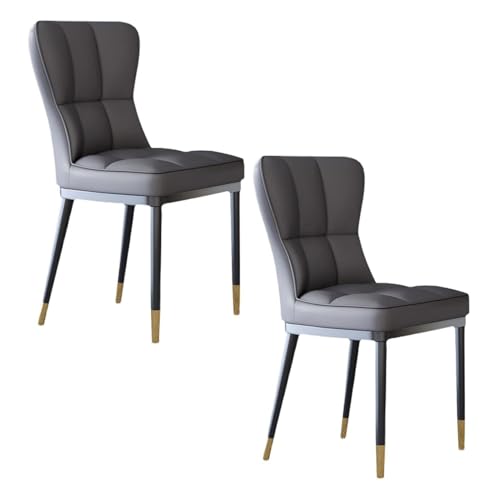 BAKULI 2er Set Küchen Esszimmerstühle Mit Rückenlehne Restaurant Büro Empfangsstühle Gepolsterter Sitz Mit Metallbeinen(Dark Grey) von BAKULI