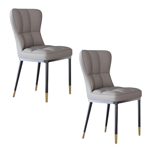 BAKULI 2er Set Küchen Esszimmerstühle Mit Rückenlehne Restaurant Büro Empfangsstühle Gepolsterter Sitz Mit Metallbeinen(Light Grey) von BAKULI