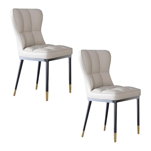 BAKULI 2er Set Küchen Esszimmerstühle Mit Rückenlehne Restaurant Büro Empfangsstühle Gepolsterter Sitz Mit Metallbeinen(White) von BAKULI