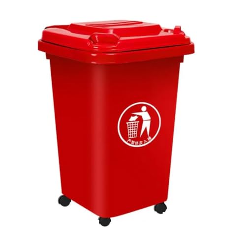 BAKULI 30L 50L 100L 120L 240L Großer Mülleimer Rädern Außenbereich Deckel Rädern Einsatz Hinterhof Garage Oder Deck Freien(Red,50L) von BAKULI