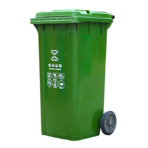 BAKULI 30L 50L 100L 120L Großer Mülleimer For Die Küche Freien Rädern Und Deckel For Veranda Hinterhof Terrasse(Green,100L) von BAKULI