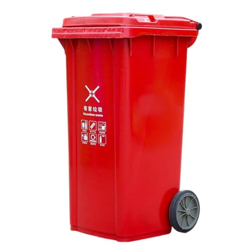 BAKULI 30L 50L 100L 120L Großer Mülleimer For Die Küche Freien Rädern Und Deckel For Veranda Hinterhof Terrasse(Red,120L) von BAKULI
