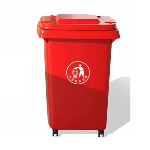 BAKULI 30L 50L 100L 120L Großer Mülleimer For Die Küche Freien Rädern Und Deckel For Veranda Hinterhof Terrasse(Red,50L) von BAKULI