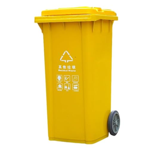 BAKULI 30L 50L 100L 120L Großer Mülleimer For Die Küche Freien Rädern Und Deckel For Veranda Hinterhof Terrasse(Yellow,120L) von BAKULI