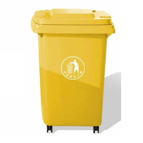 BAKULI 30L 50L 100L 120L Großer Mülleimer For Die Küche Freien Rädern Und Deckel For Veranda Hinterhof Terrasse(Yellow,30L) von BAKULI