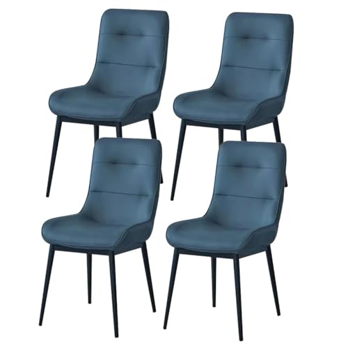 BAKULI 4 teilige Esszimmerstühle Kunstleder Lounge Thekenstühle Küche Und Wohnzimmer Stabiler Schreibtischstuhl Metallbeinen Haushalt(Blue) von BAKULI