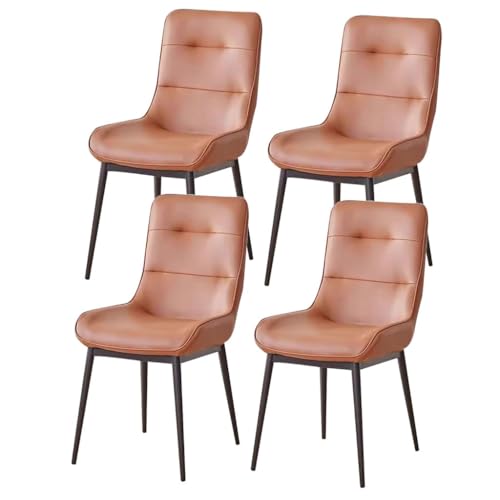 BAKULI 4 teilige Esszimmerstühle Kunstleder Lounge Thekenstühle Küche Und Wohnzimmer Stabiler Schreibtischstuhl Metallbeinen Haushalt(Orange) von BAKULI