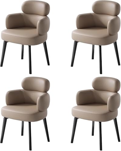 BAKULI 4er Set Empfangsstühle Kunstleder for Die Küche Mit Geschwungener Rückenlehne Und Metallbeinen Moderne Gepolsterte Akzentsessel(Coffee Color) von BAKULI