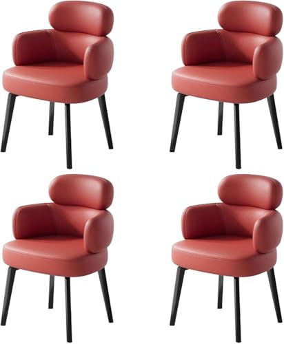 BAKULI 4er Set Empfangsstühle Kunstleder for Die Küche Mit Geschwungener Rückenlehne Und Metallbeinen Moderne Gepolsterte Akzentsessel(Red) von BAKULI