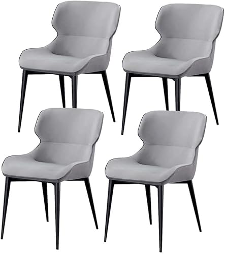 BAKULI 4er Set wasserdichte Küchen Esszimmerstühle Leder Rahmen Kohlenstoffstahl Lounge Thekenstühle Wohnzimmer(Light Gray) von BAKULI