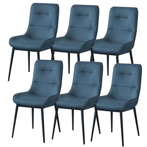 BAKULI 6 teilige Esszimmerstühle Kunstleder Lounge Thekenstühle Küche Und Wohnzimmer Stabiler Schreibtischstuhl Metallbeinen Haushalt(Blue) von BAKULI