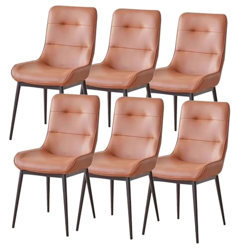 BAKULI 6 teilige Esszimmerstühle Kunstleder Lounge Thekenstühle Küche Und Wohnzimmer Stabiler Schreibtischstuhl Metallbeinen Haushalt(Orange) von BAKULI