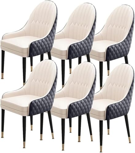 BAKULI 6er Set Esszimmerstühle for Die Küche Weich Gepolsterte Sitzfläche Aus Mikrofaserleder Moderne Akzent Sessel Mit Holzbeinen(Beige+Black) von BAKULI