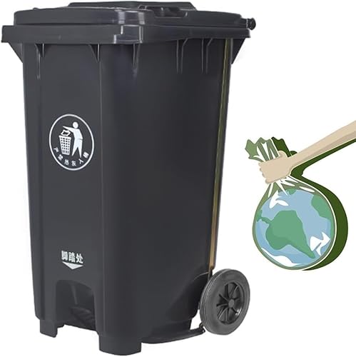 BAKULI 70L 100L Großer Küchen Mülleimer Außenbereich Rädern Deckel Papierkorb Terrasse Hinterhof Deck Straßenrand(Gray,100L) von BAKULI