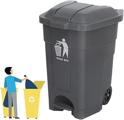 BAKULI 70L 100L Großer Küchen Mülleimer Außenbereich Rädern Deckel Papierkorb Terrasse Hinterhof Deck Straßenrand(Gray,70L) von BAKULI