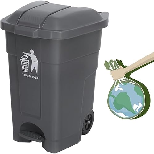 BAKULI 70L 100L Großer Küchen Mülleimer Außenbereich Rädern Deckel Papierkorb Terrasse Hinterhof Deck Straßenrand(Gray,70L) von BAKULI