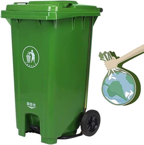 BAKULI 70L 100L Großer Küchen Mülleimer Außenbereich Rädern Deckel Papierkorb Terrasse Hinterhof Deck Straßenrand(Green,100L) von BAKULI
