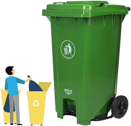 BAKULI 70L 100L Großer Küchen Mülleimer Außenbereich Rädern Deckel Papierkorb Terrasse Hinterhof Deck Straßenrand(Green,100L) von BAKULI