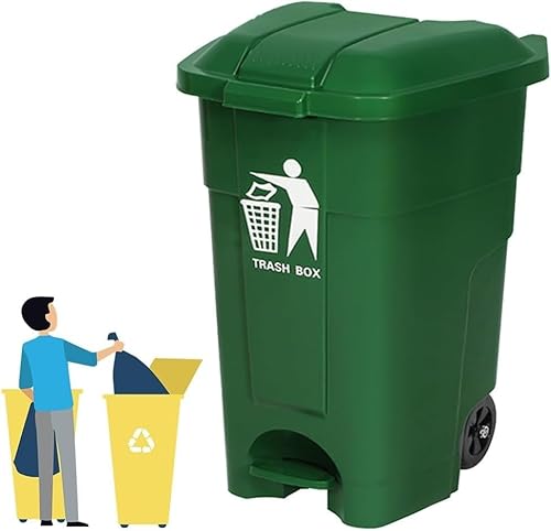 BAKULI 70L 100L Großer Küchen Mülleimer Außenbereich Rädern Deckel Papierkorb Terrasse Hinterhof Deck Straßenrand(Green,70L) von BAKULI