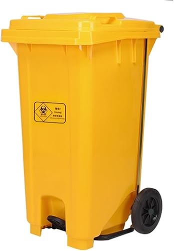 BAKULI 70L 100L Großer Küchen Mülleimer Außenbereich Rädern Deckel Papierkorb Terrasse Hinterhof Deck Straßenrand(Yellow,100L) von BAKULI
